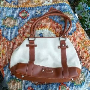 Stone Mountain Canvas + Leather Purse Satchel Bag Caramel + Creme